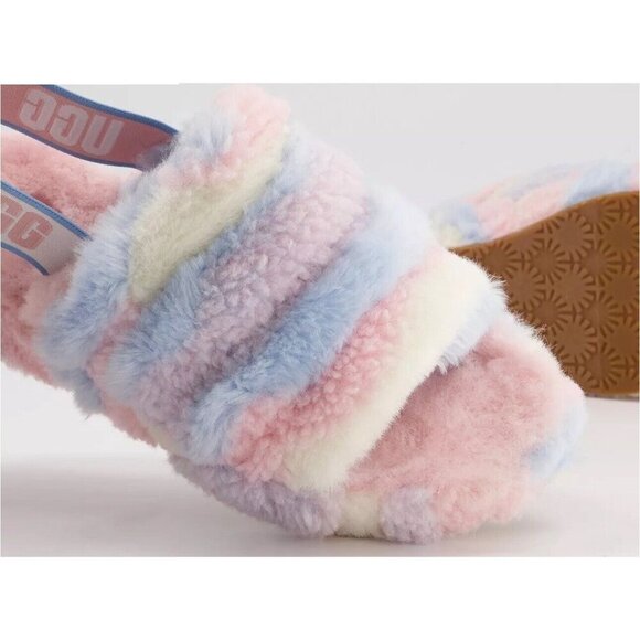 UGG Fluff Yeah Slide Cali Collage Pride Stripes Pastel Rainbow US 7 - Picture 8 of 16